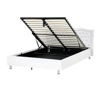 Beliani Ottoman Bed Faux Leather Metz 160 X 200 Cm Eu King Size White, White