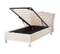 Ottoman Bed METZ Velvet Beige 90 x 200 cm (EU Single)