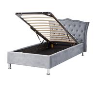 Ottoman Bed METZ Velvet Grey 90 x 200 cm (EU Single)