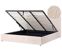 Beliani Ottoman Bed Nanterre Boucle Beige 180 X 200 Cm (Eu Super King)