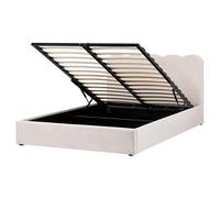 Ottoman Bed NANTERRE Fabric Light Beige 160 x 200 cm (EU King Size)
