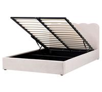 Ottoman Bed NANTERRE Fabric Light Beige 160 x 200 cm (EU King Size)