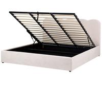 Ottoman Bed NANTERRE Fabric Light Beige 180 x 200 cm (EU Super King)