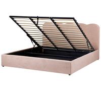 Beliani Ottoman Bed Nanterre Fabric Pastel Pink 180 X 200 Cm (Eu Super King)