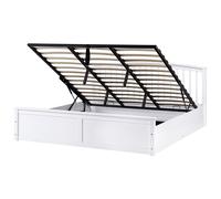 Ottoman Bed Pine Wood CLARBEC 180 x 200 cm (EU Super King) White