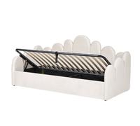 Ottoman Bed POLIGNAC Velvet Light Beige 90 x 200 cm (EU Single)