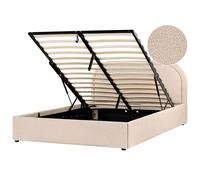 Beliani Ottoman Bed Boucle QUILLIEN 140 x 200 cm (EU Double) Beige, Cream