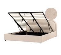 Beliani Ottoman Bed Boucle QUILLIEN 180 x 200 cm (EU Super King) Beige, Cream