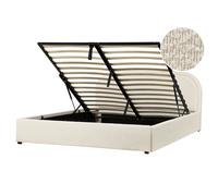 Beliani Ottoman Bed Boucle Quillien 160 X 200 Cm Eu King Size Light Beige