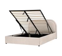 Ottoman Bed QUILLIEN Chenille Light Beige 140 x 200 cm (EU Double)