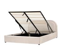 Ottoman Bed QUILLIEN Chenille Light Beige 160 x 200 cm (EU King Size)
