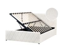 Ottoman Bed ROCHEFORT Boucle Off-White 140 x 200 cm (EU Double)