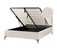 Beliani Ottoman Bed Boucle SEZANNE 160 x 200 cm (EU King Size) Off-White, White