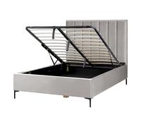Ottoman Bed SEZANNE Velvet Light Grey 140 x 200 cm (EU Double)