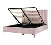 Beliani Ottoman Bed Velvet Sezanne 180 X 200 Cm (Eu Super King) Pink