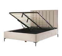 Beliani Ottoman Bed Velvet SEZANNE 160 x 200 cm (EU King Size) Taupe