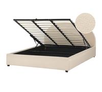 Beliani Ottoman Bed Vaucluse Boucle Beige 180 X 200 Cm (Eu Super King)