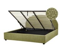 Ottoman Bed VAUCLUSE Boucle Olive Green 180 x 200 cm (EU Super King)