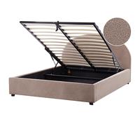 Beliani Ottoman Bed Boucle Vaucluse 160 X 200 Cm Eu King Size Taupe