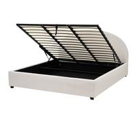 Beliani Ottoman Bed Fabric Vaucluse 180 X 200 Cm Eu Super King Light Beige