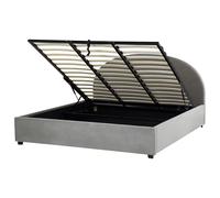 Beliani Ottoman Bed Vaucluse Velvet Light Grey 180 X 200 Cm (Eu Super King)