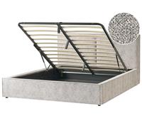 Ottoman Bed Velour Knit MOISSAC 180 x 200 cm (EU Super King) Grey/ Beige