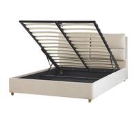 Beliani Ottoman Bed Velvet Batilly 140 X 200 Cm Eu Double Light Beige
