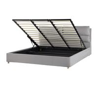 Beliani Ottoman Bed Velvet Batilly 180 X 200 Cm Eu Super King Light Grey, Grey