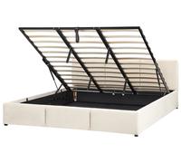 Ottoman Bed BOUSSE Velvet Light Beige 180 x 200 cm (EU Super King)