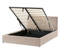 Beliani Ottoman Bed Dreux Velvet Taupe 140 X 200 Cm (Eu Double)