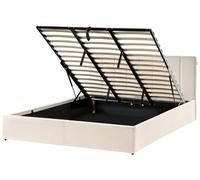 Beliani Ottoman Bed Dreux Velvet Light Beige 180 X 200 Cm (Eu Super King)