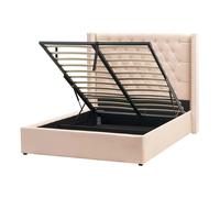 Ottoman Bed Velvet LUBBON 140 x 200 cm (EU Double) Beige