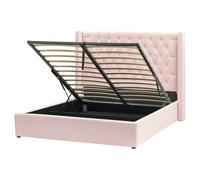 Ottoman Bed Velvet LUBBON 160 x 200 cm (EU King Size) Pastel Pink