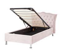 Beliani Ottoman Bed Velvet Metz 90 X 200 Cm (eu Single) Pastel Pink, Pink