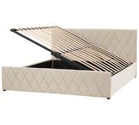 Ottoman Bed Velvet ROCHEFORT 180 x 200 cm (EU Super King) Beige