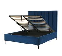 Ottoman Bed Velvet SEZANNE 140 x 200 cm (EU Double) Navy Blue