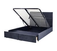 Ottoman Bed VERNOYES Velvet Black 160 x 200 cm (EU King Size)