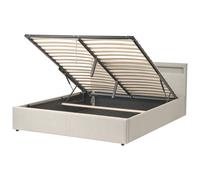 Beliani Ottoman Bed With Led Armelle Fabric Beige 160 X 200 Cm (Eu King Size)