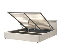 Ottoman Bed with LED ARMELLE Fabric Beige 180 x 200 cm (EU Super King)