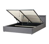 Ottoman Bed with LED Fabric ARMELLE 180 x 200 cm (EU Super King) Dark Grey [EEK: B]