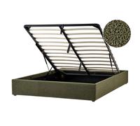 Ottoman Bed without Headboard Boucle DINAN 140 x 200 cm (EU Double) Dark Green
