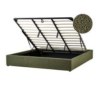 Ottoman Bed without Headboard Boucle DINAN 180 x 200 cm (EU Super King) Dark Green