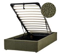 Ottoman Bed without Headboard Boucle DINAN 90 x 200 cm (EU Single) Dark Green