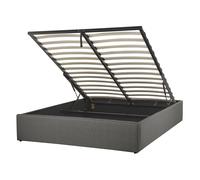 Beliani Ottoman Bed Without Headboard Dinan Fabric Dark Grey 140 X 200 Cm (Eu Double)