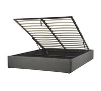 Beliani Ottoman Bed Fabric Dinan 160 X 200 Cm (eu King Size) Dark Grey, Grey