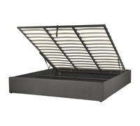 Beliani Ottoman Bed Without Headboard Dinan Fabric Dark Grey 180 X 200 Cm (Eu Super King)