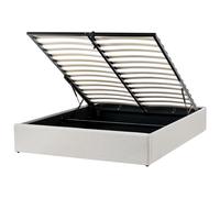 Beliani Ottoman Bed Without Headboard Dinan Fabric Light Beige 140 X 200 Cm (Eu Double)