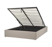 Fabric EU Double Size Ottoman Bed Beige DINAN