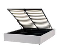 Ottoman Bed without Headboard DINAN Fabric Light Grey 160 x 200 cm (EU King Size)