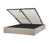 Beliani Fabric Eu King Size Ottoman Bed Beige Dinan